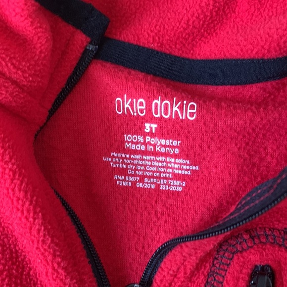 OKIE DOKIE Toddlers Red Half Zip Fleece - Picture 3 of 4
